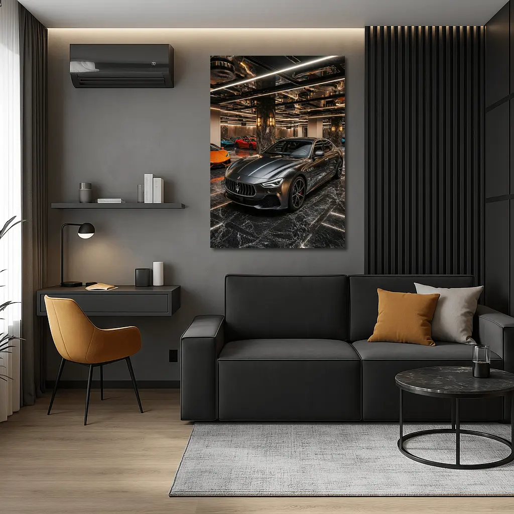 Maserati Ghibli Gray Luxury Car Showroom – Wall Art