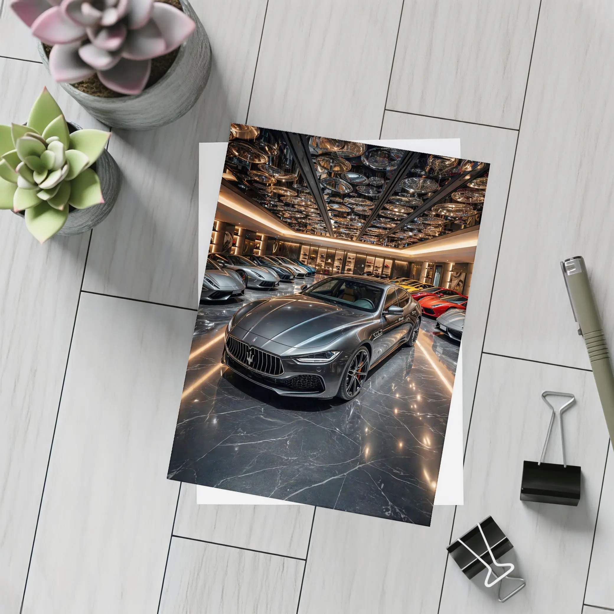Maserati Quattroporte Luxury Showroom Dark Interior – Postcards