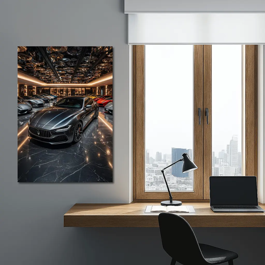 Maserati Quattroporte Luxury Showroom Dark Interior – Wall Art
