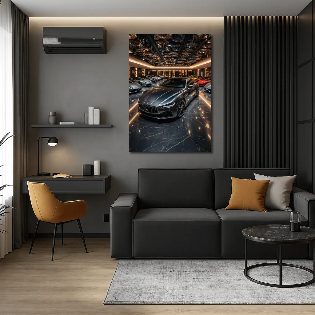 Maserati Quattroporte Luxury Showroom Dark Interior – Wall Art