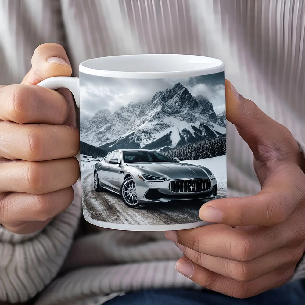 Maserati Quattroporte Silver Mountain Winter Road – Mugs