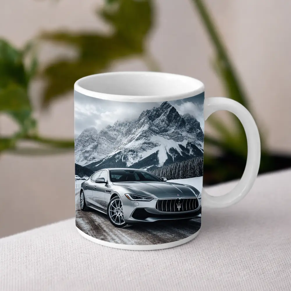 Maserati Quattroporte Silver Mountain Winter Road – Mugs