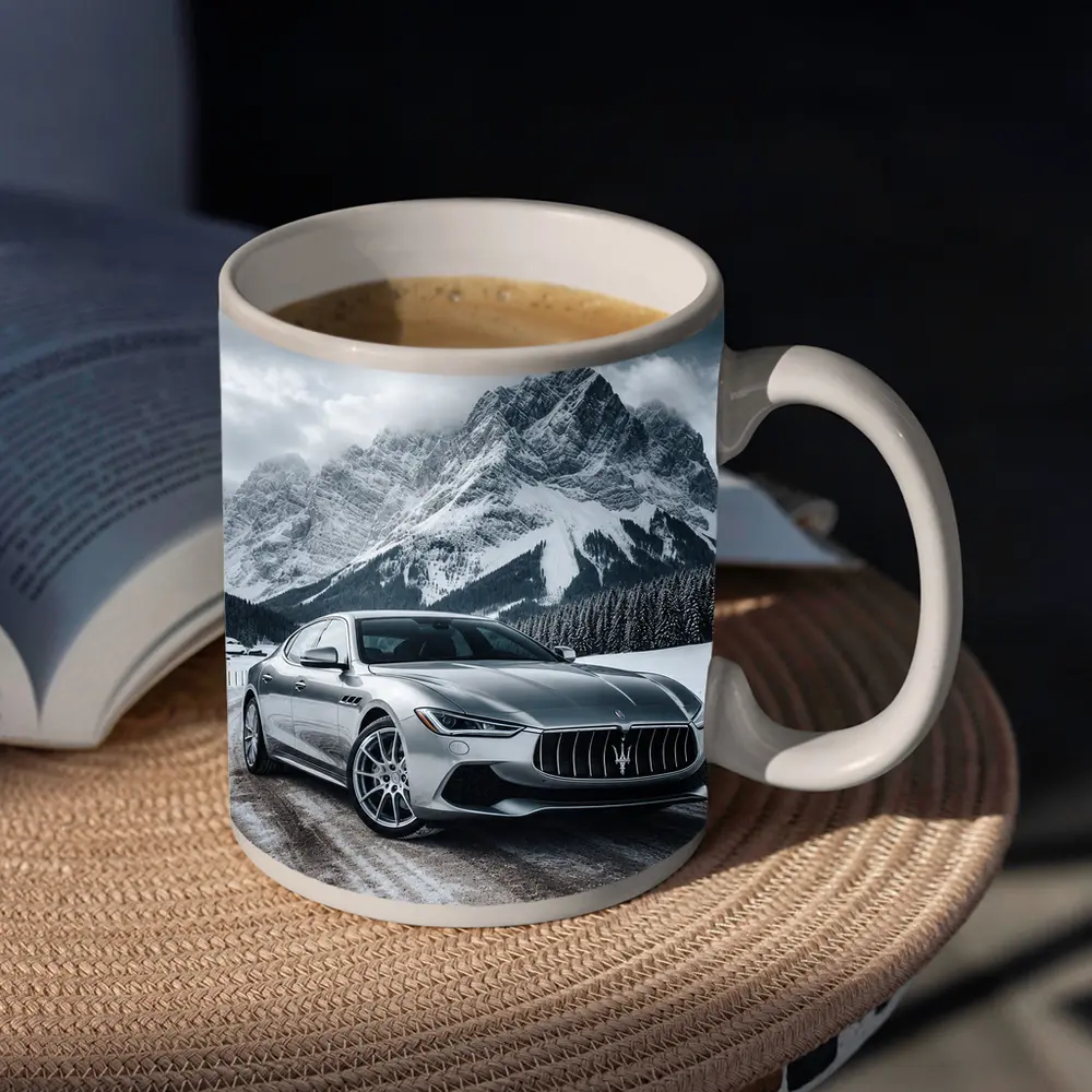 Maserati Quattroporte Silver Mountain Winter Road – Mugs