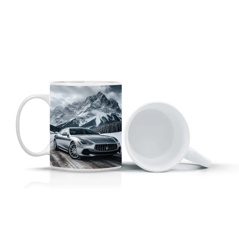 Maserati Quattroporte Silver Mountain Winter Road – Mugs
