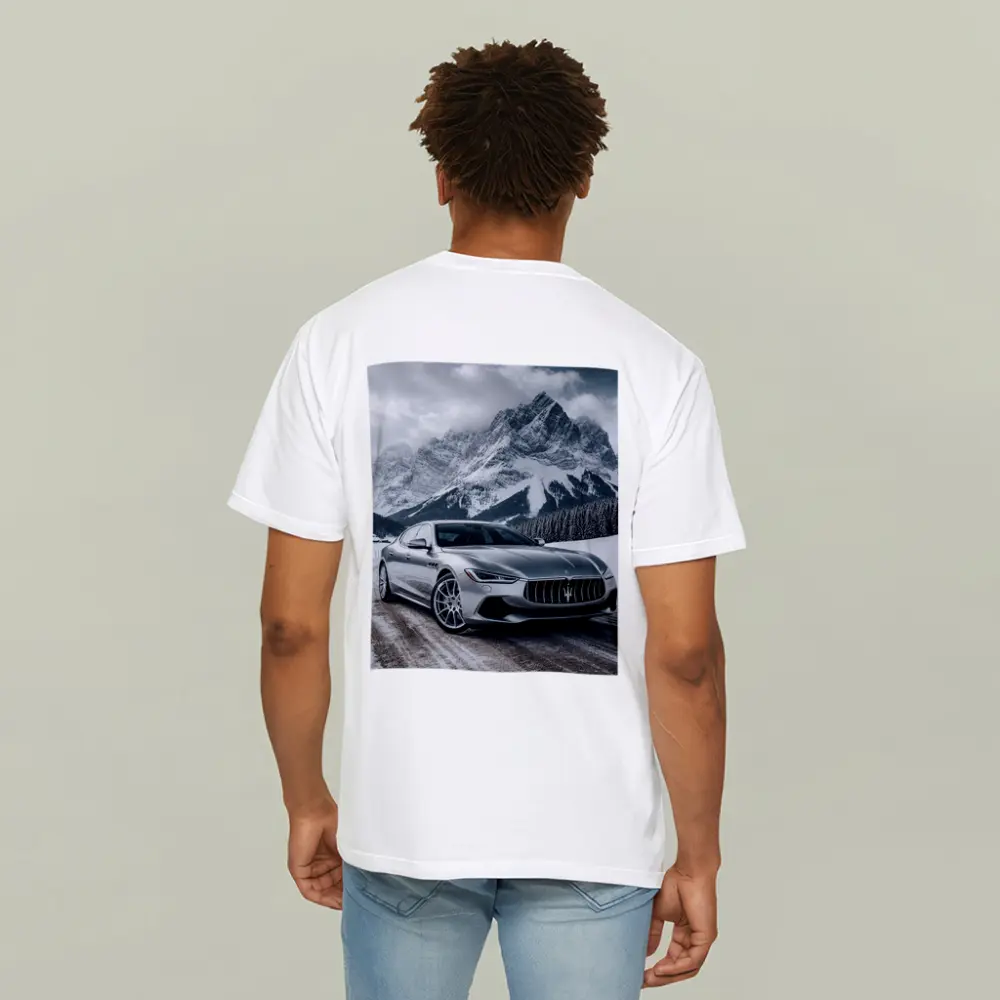 Maserati Quattroporte Silver Mountain Winter Road – T-Shirts