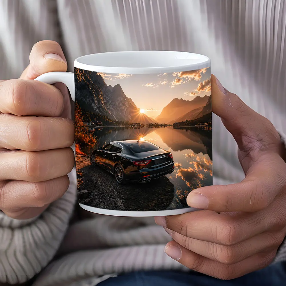Maserati Quattroporte Black Sunset Mountain Lake – Mugs