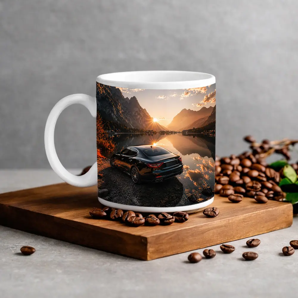 Maserati Quattroporte Black Sunset Mountain Lake – Mugs
