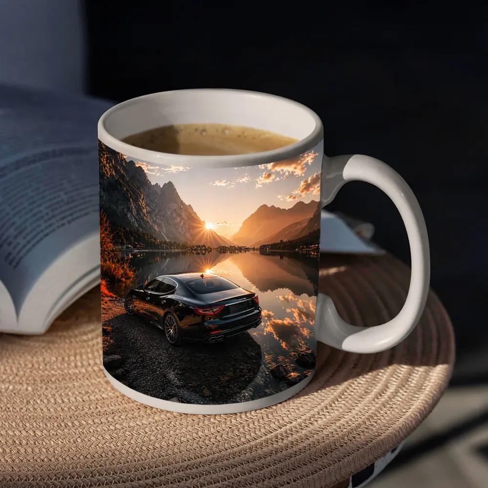 Maserati Quattroporte Black Sunset Mountain Lake – Mugs