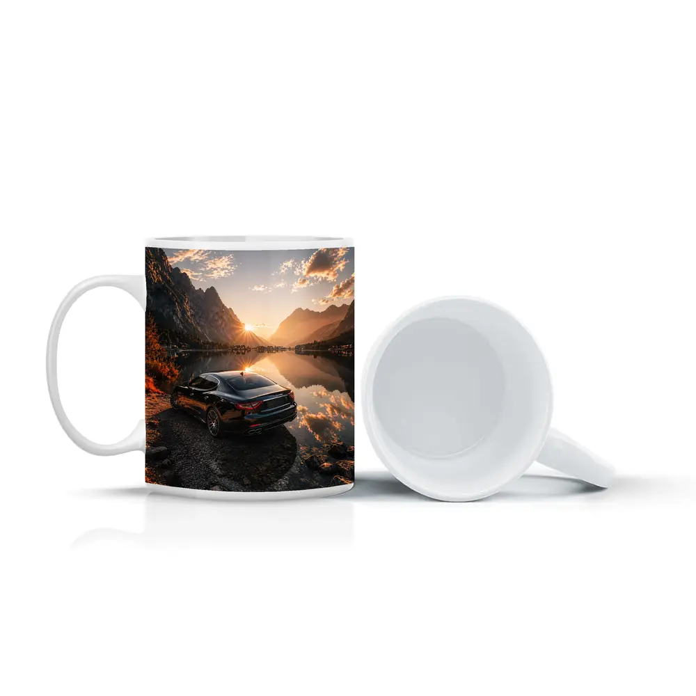 Maserati Quattroporte Black Sunset Mountain Lake – Mugs