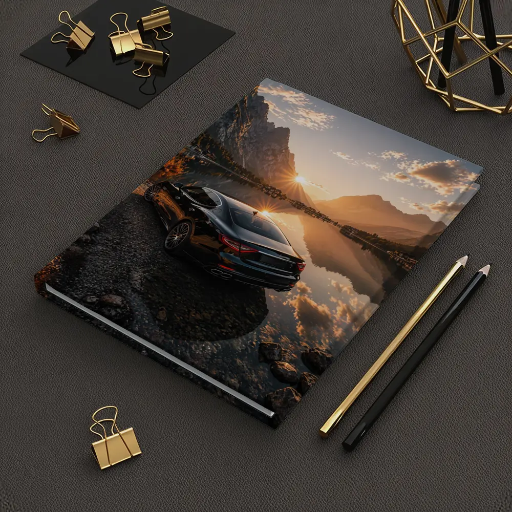 Maserati Quattroporte Black Sunset Mountain Lake – Notebooks