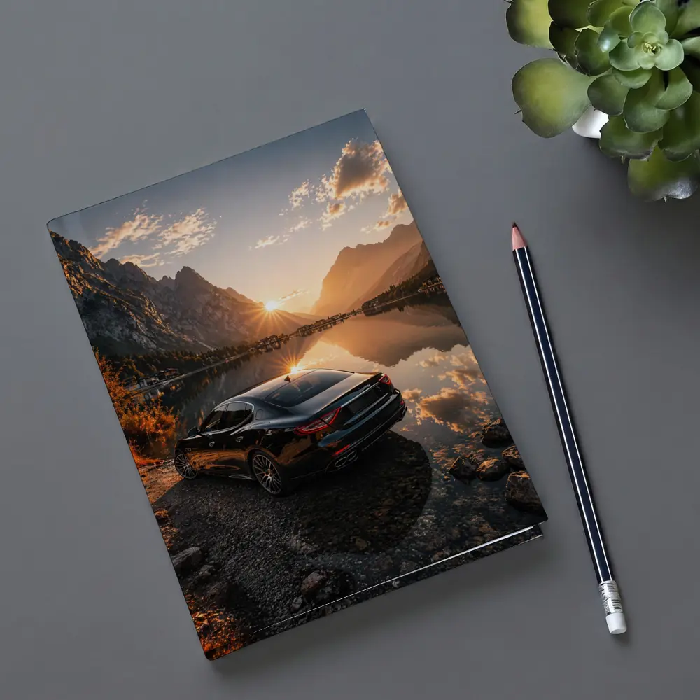 Maserati Quattroporte Black Sunset Mountain Lake – Notebooks