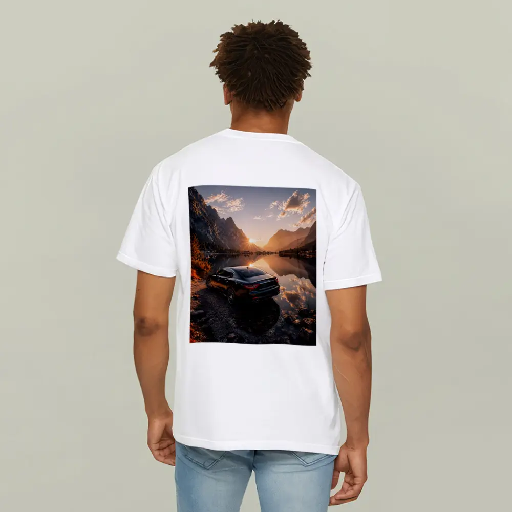 Maserati Quattroporte Black Sunset Mountain Lake – T-Shirts