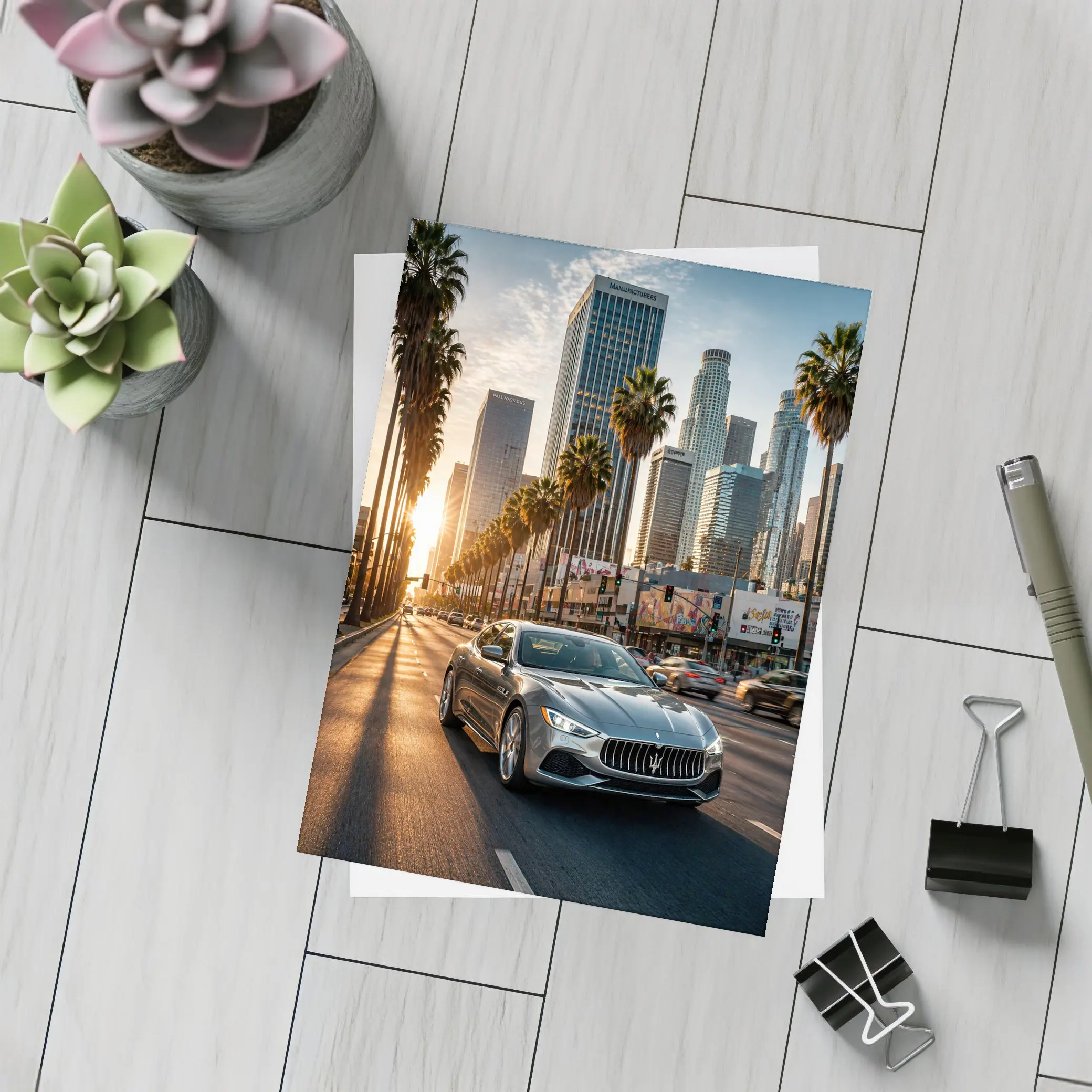 Maserati Quattroporte Cruising Los Angeles Streets – Postcards