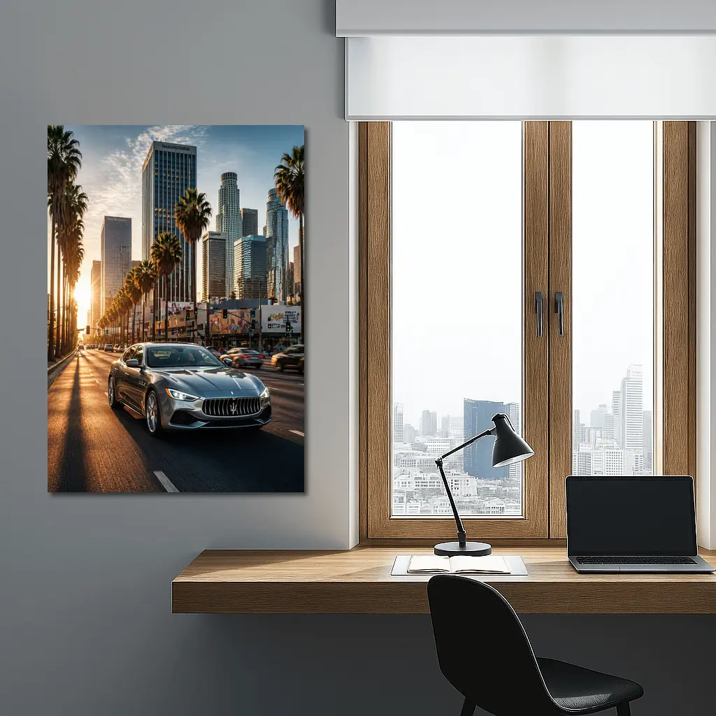 Maserati Quattroporte Cruising Los Angeles Streets – Wall Art