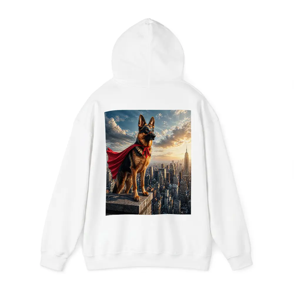 German Shepherd Superhero Cape City Skyline – Hoodies