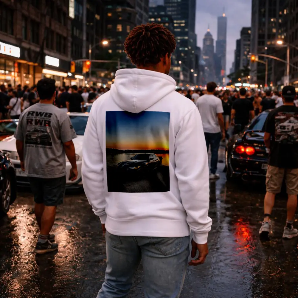 Matte Black BMW M3 Sedan Sunset Waterfront – Hoodies