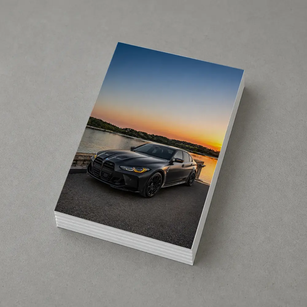 Matte Black BMW M3 Sedan Sunset Waterfront – Postcards