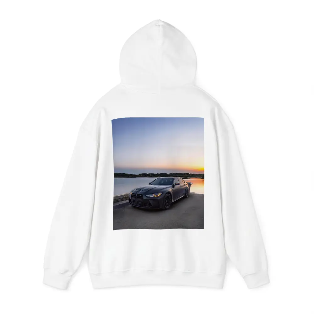 Matte Black BMW M3 Parked By Lake Sunset – Hoodies