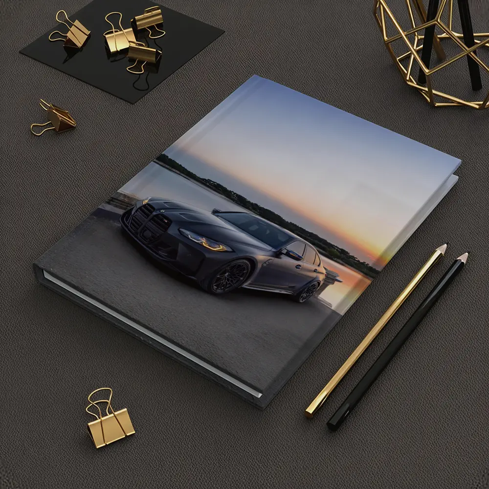 Matte Black BMW M3 Parked By Lake Sunset – Notebooks