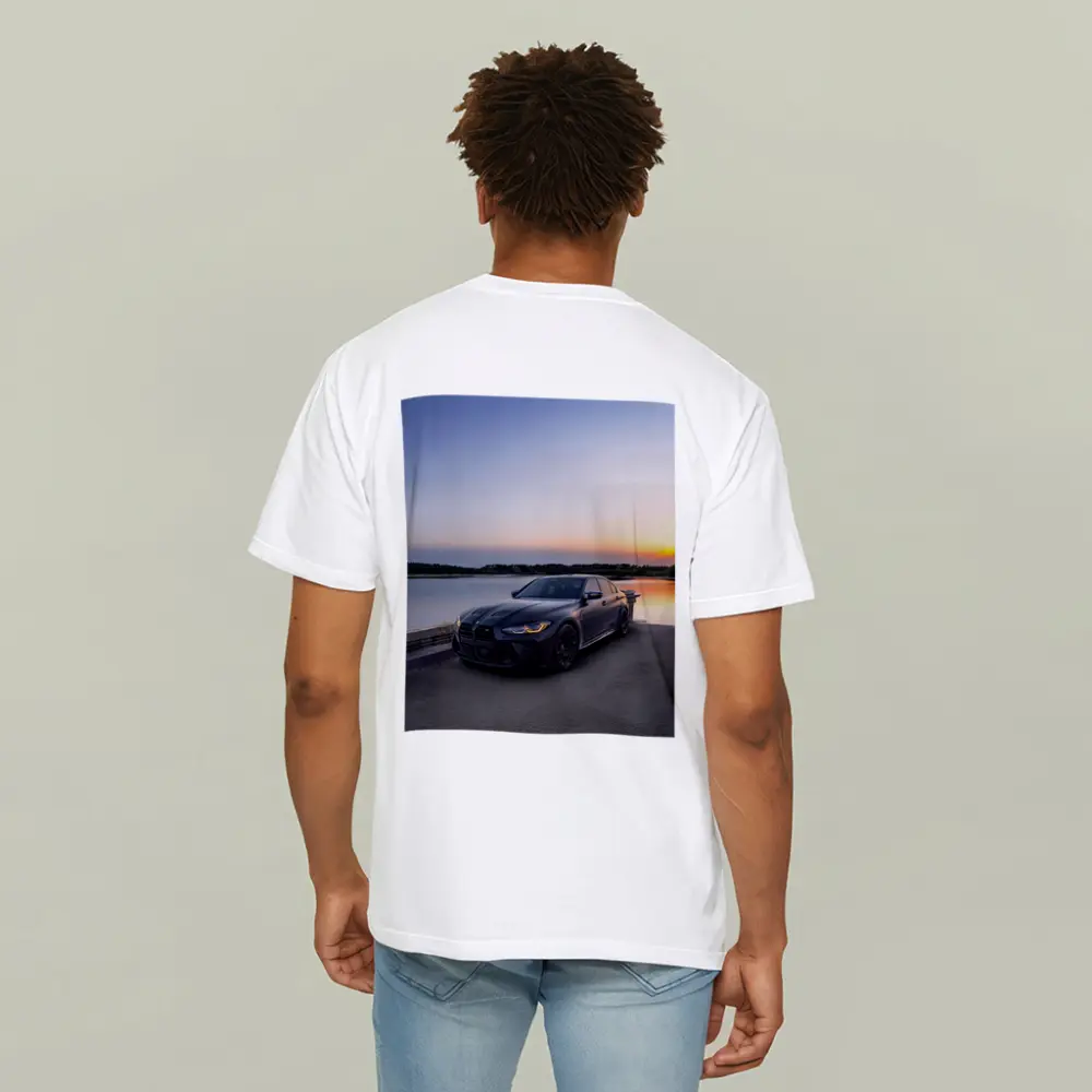 Matte Black BMW M3 Parked By Lake Sunset – T-Shirts
