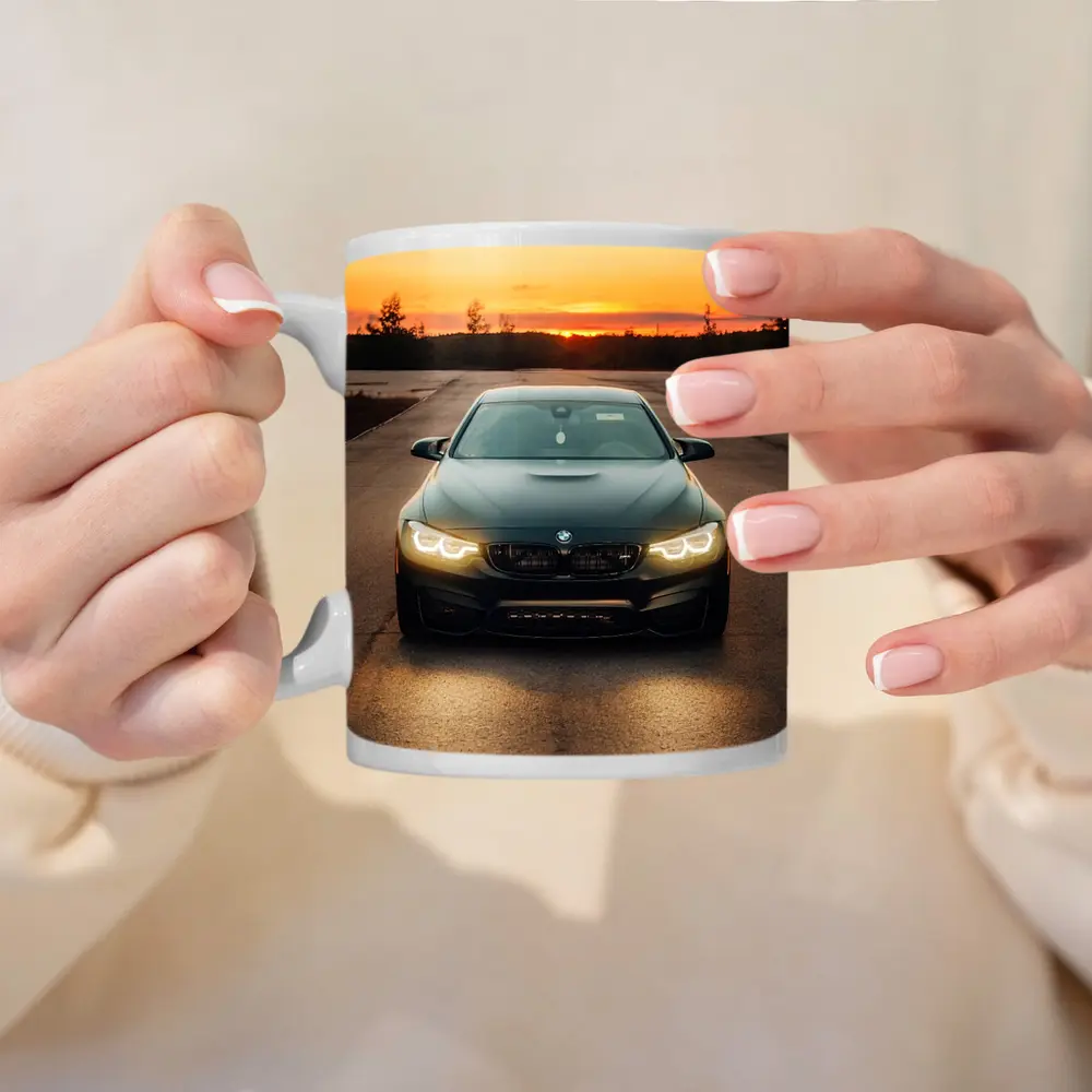 BMW M4 Matte Black Sunset Road Shot – Mugs