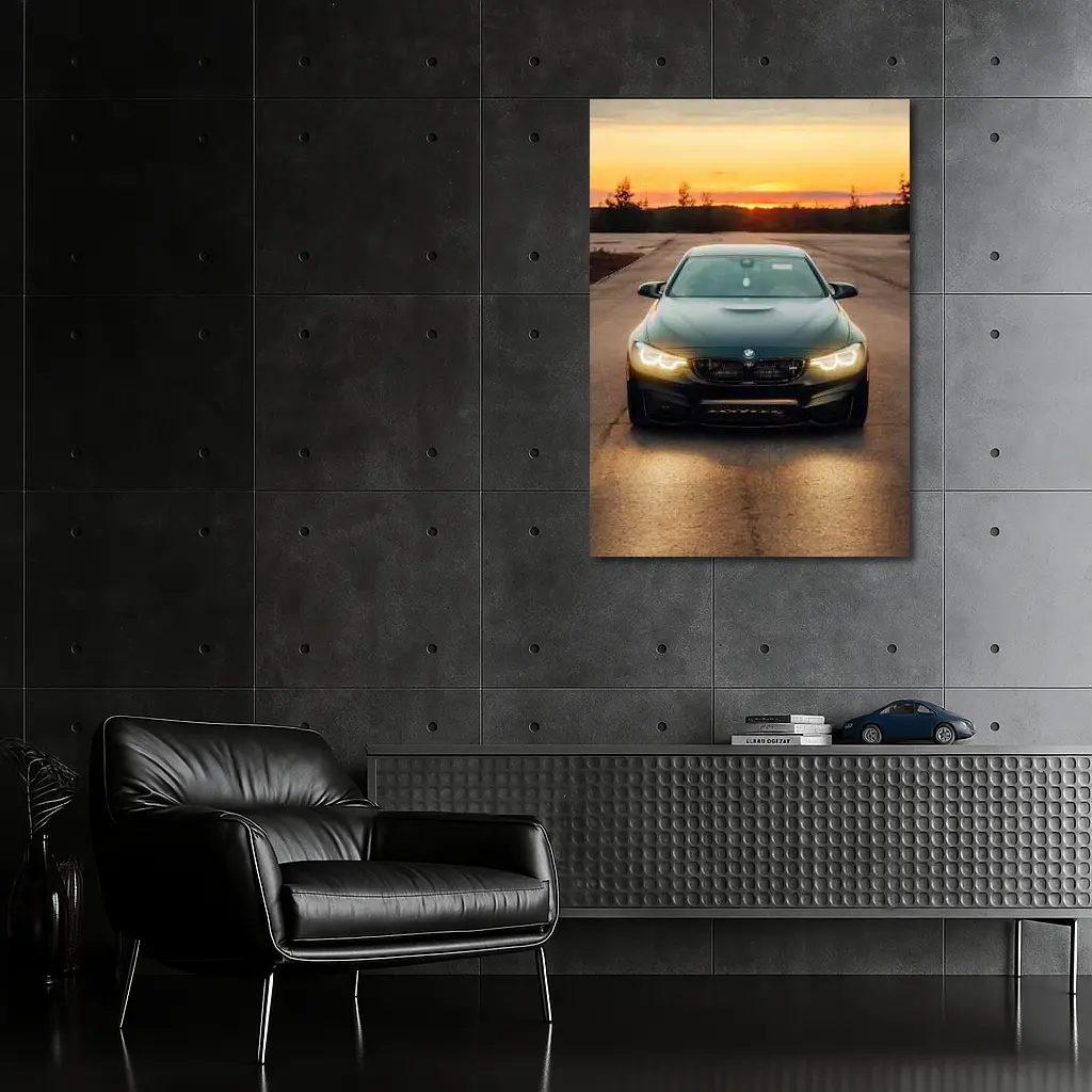 BMW M4 Matte Black Sunset Road Shot – Wall Art