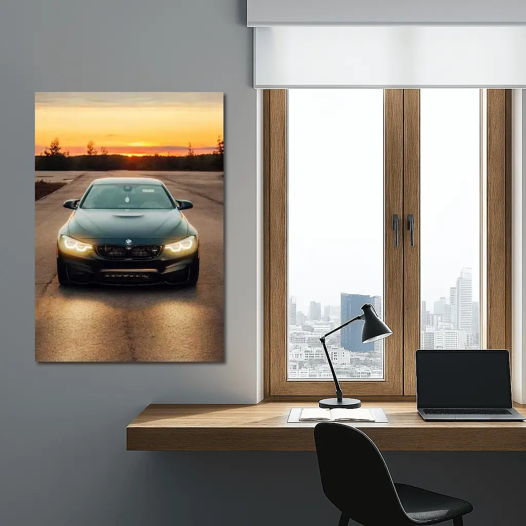 BMW M4 Matte Black Sunset Road Shot – Wall Art