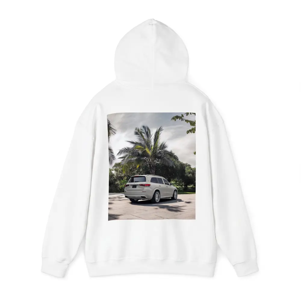 Mercedes Maybach GLS White Palm Trees Background – Hoodies