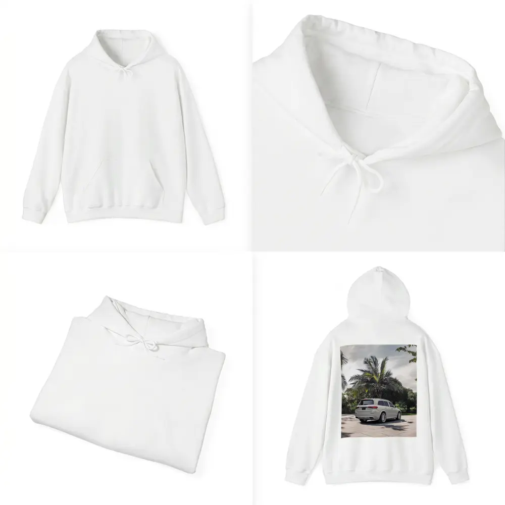 Mercedes Maybach GLS White Palm Trees Background – Hoodies