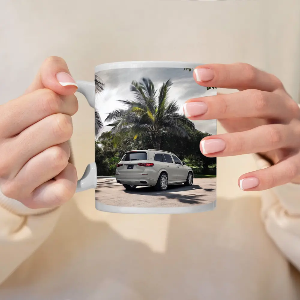 Mercedes Maybach GLS White Palm Trees Background – Mugs