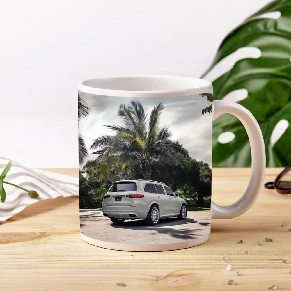 Mercedes Maybach GLS White Palm Trees Background – Mugs