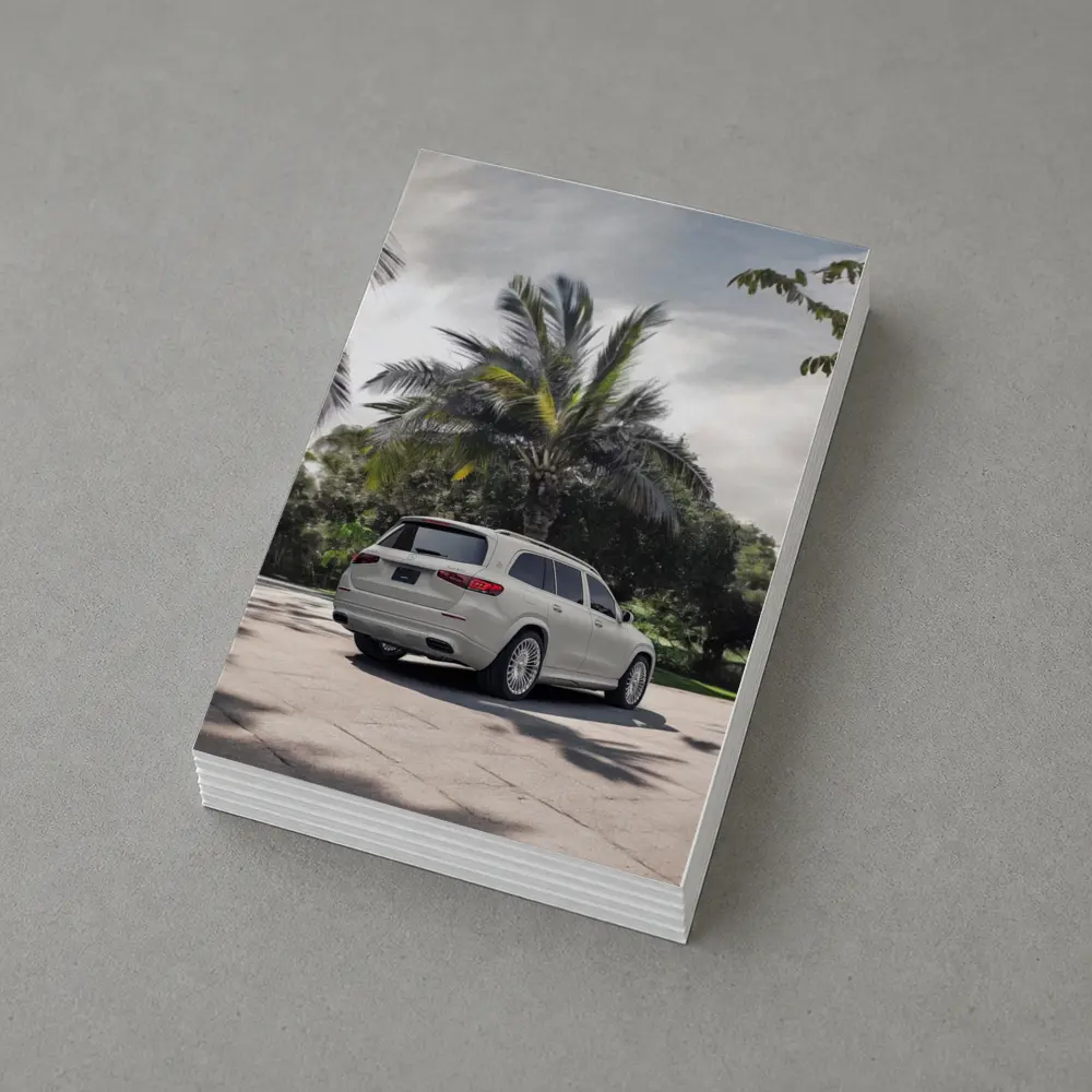 Mercedes Maybach GLS White Palm Trees Background – Postcards