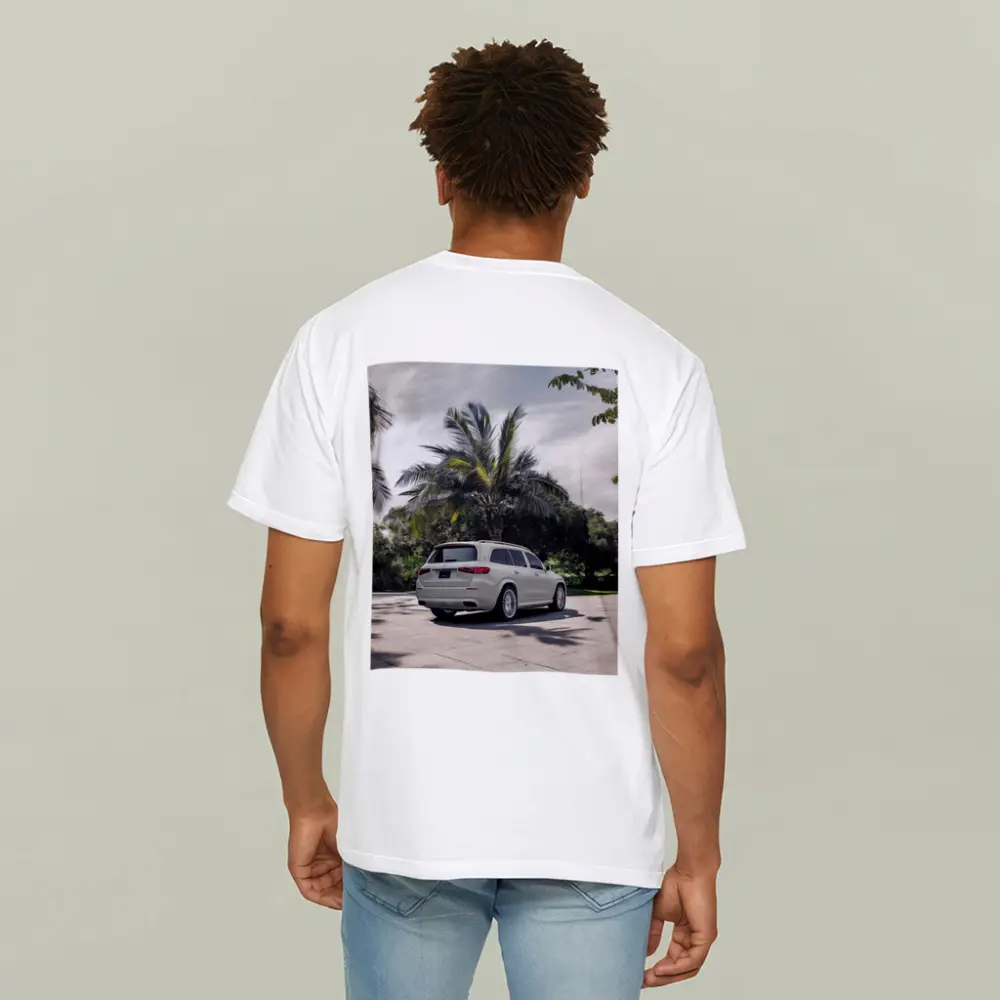 Mercedes Maybach GLS White Palm Trees Background – T-Shirts