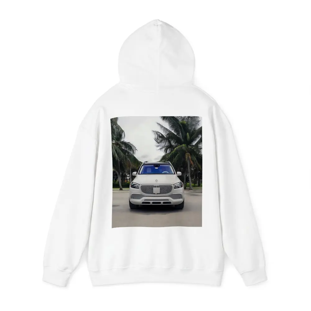 Mercedes Maybach GLS White Palm Trees Background – Hoodies