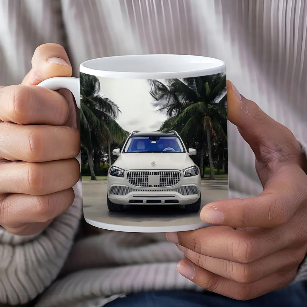 Mercedes Maybach GLS White Palm Trees Background – Mugs