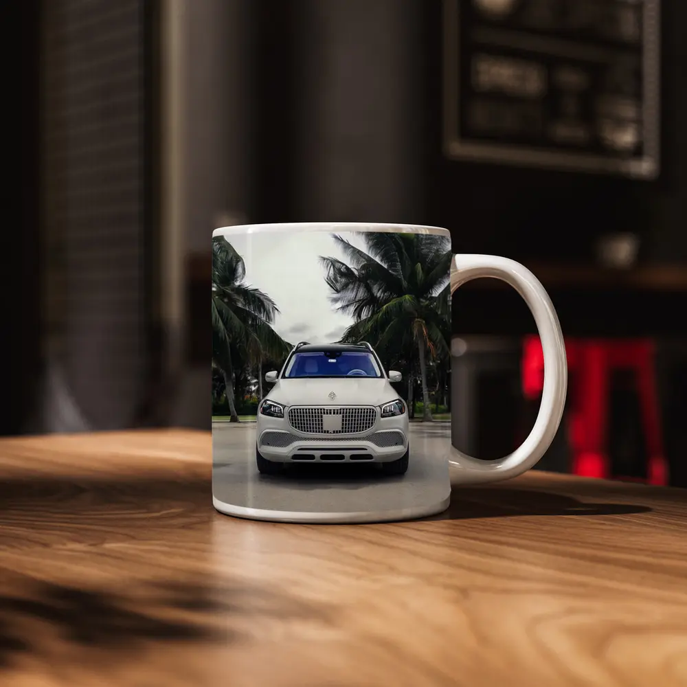 Mercedes Maybach GLS White Palm Trees Background – Mugs