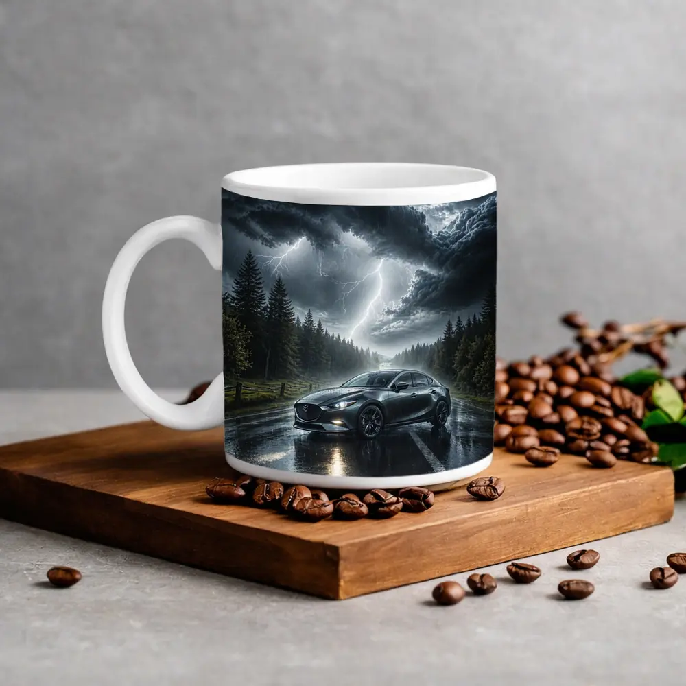 Mazda 3 Stormy Night Wet Road – Mugs