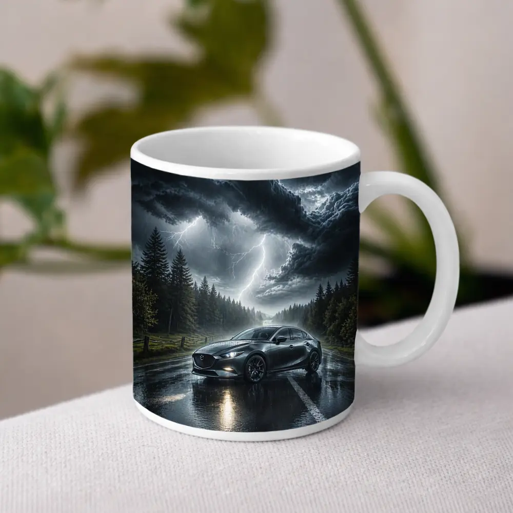 Mazda 3 Stormy Night Wet Road – Mugs