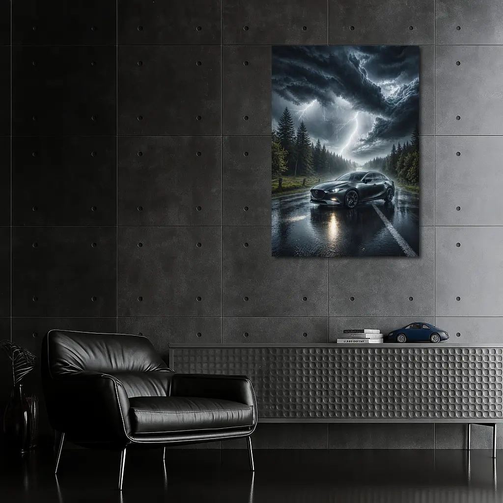 Mazda 3 Stormy Night Wet Road – Wall Art