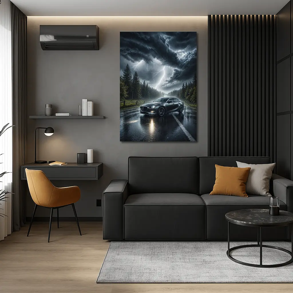 Mazda 3 Stormy Night Wet Road – Wall Art