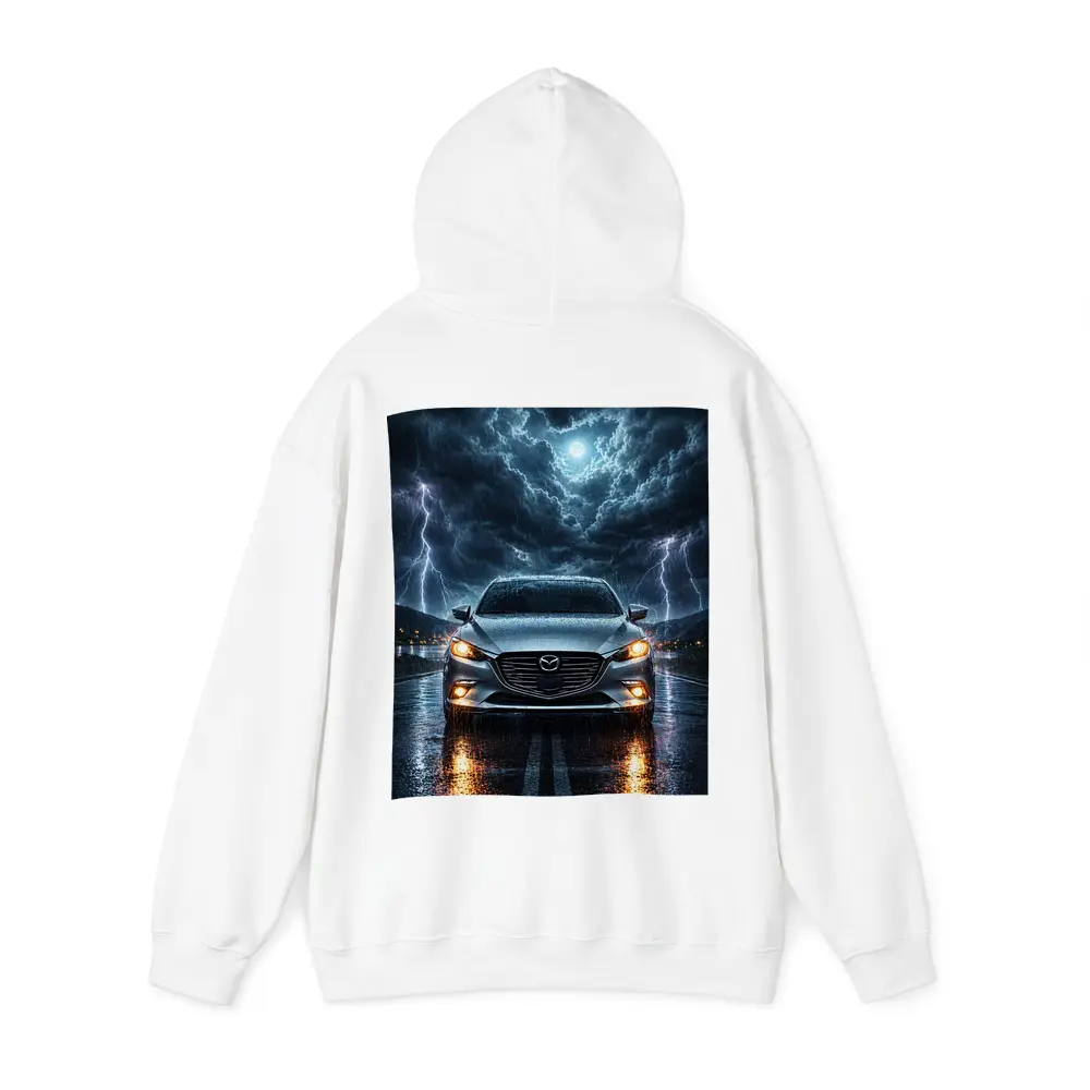 Mazda 3 Sedan Front View Thunderstorm Night – Hoodies
