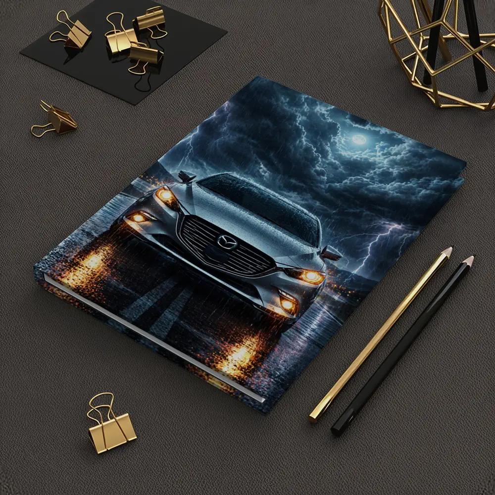 Mazda 3 Sedan Front View Thunderstorm Night – Notebooks