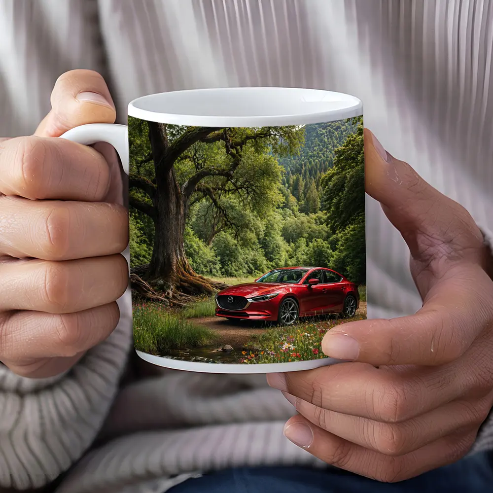 Mazda 6 Sedan Parked by Forest Stream – Mugs