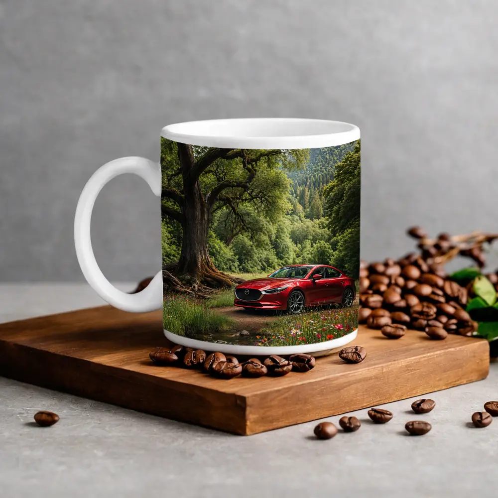 Mazda 6 Sedan Parked by Forest Stream – Mugs