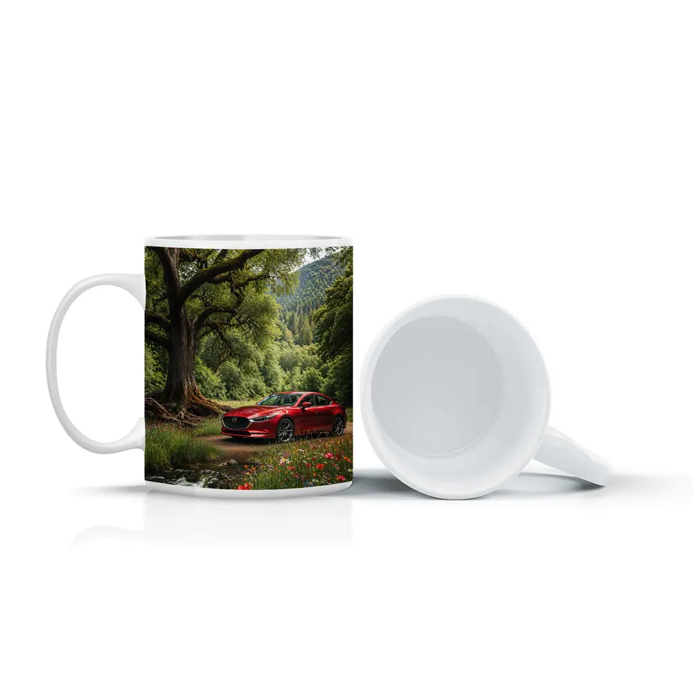 Mazda 6 Sedan Parked by Forest Stream – Mugs