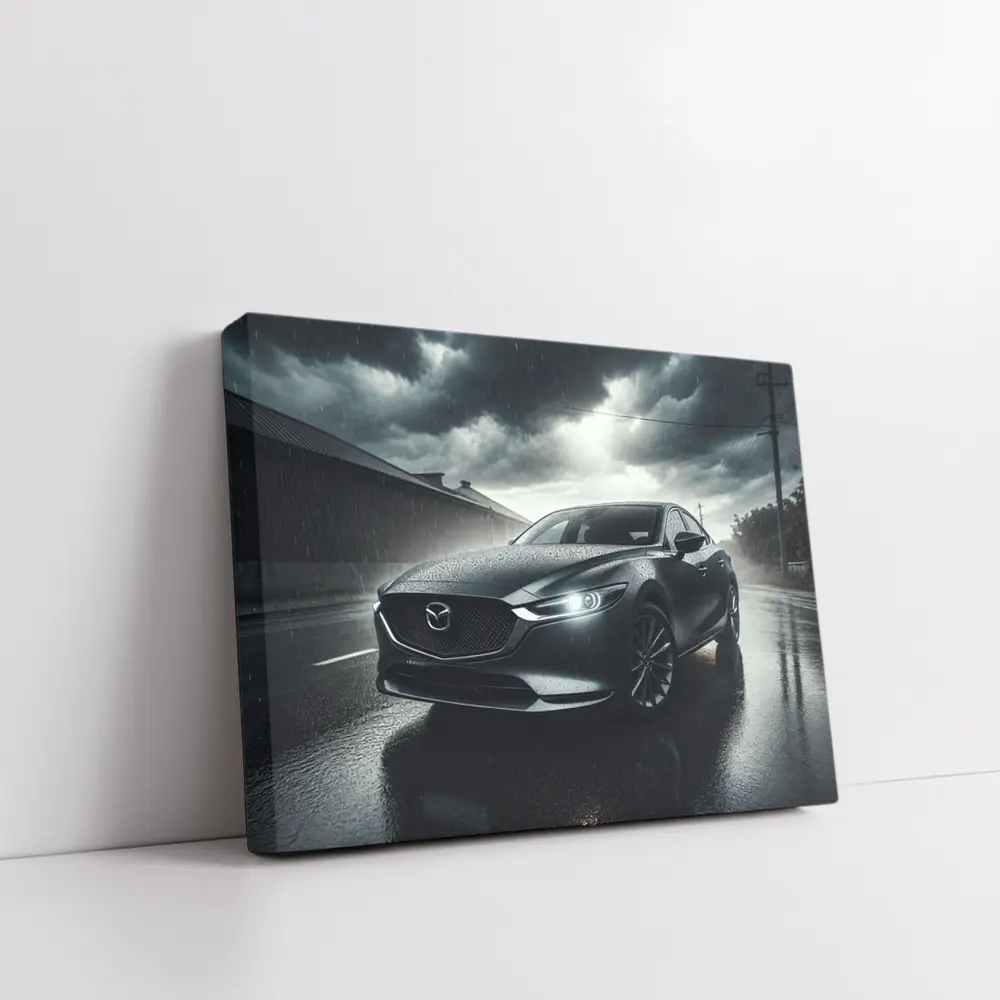 Mazda Six Sedan Rainy Street Dark Sky – Wall Art