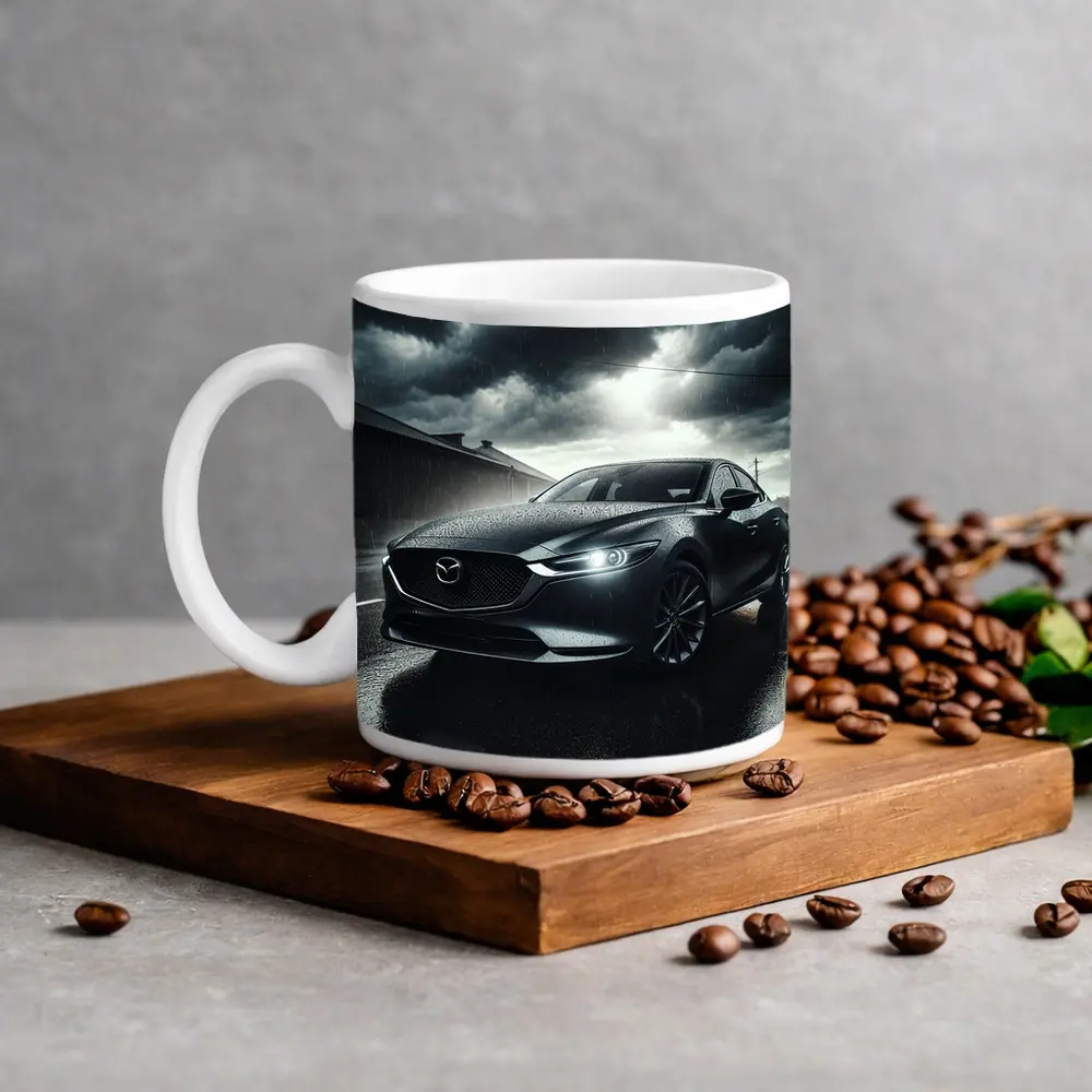 Mazda Six Sedan Rainy Street Dark Sky – Mugs