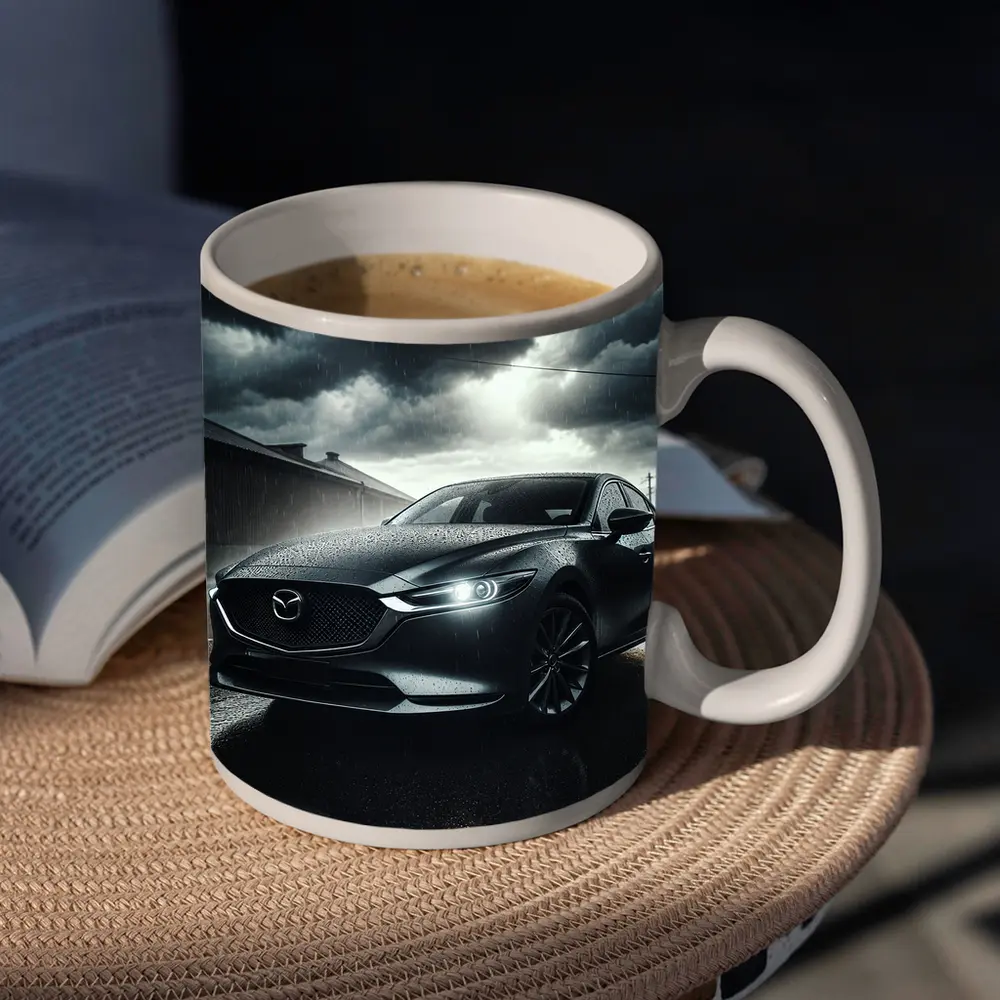 Mazda Six Sedan Rainy Street Dark Sky – Mugs