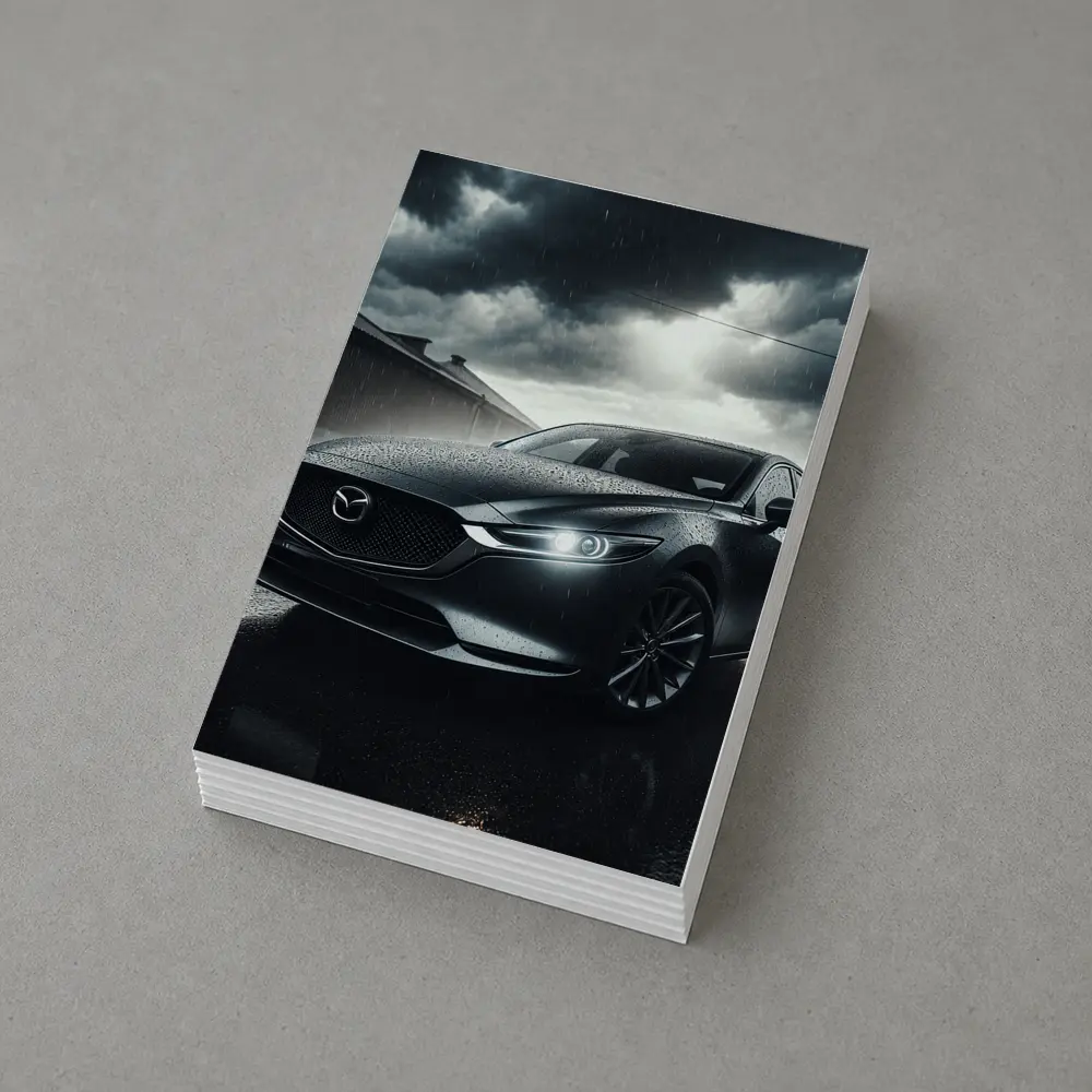 Mazda Six Sedan Rainy Street Dark Sky – Postcards