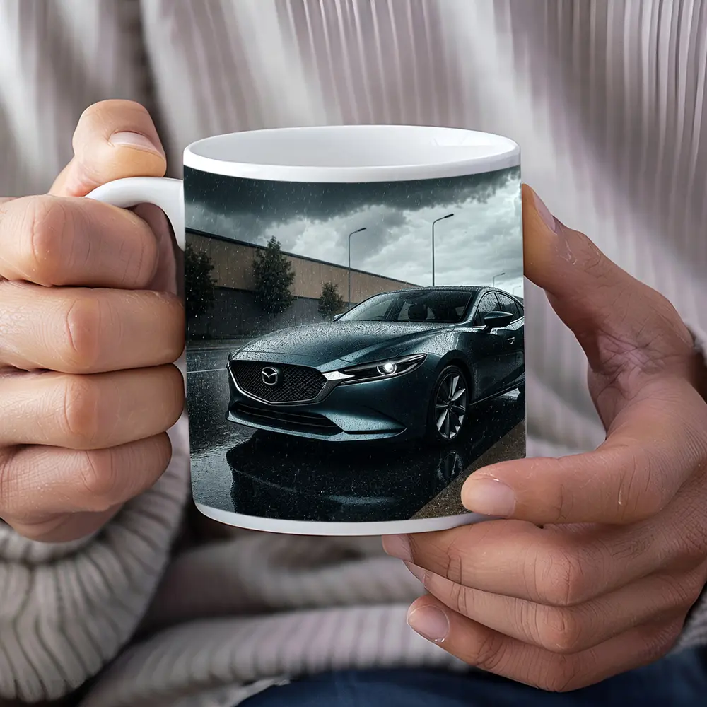 Mazda Six Sedan Rainy Street Dark Sky – Mugs